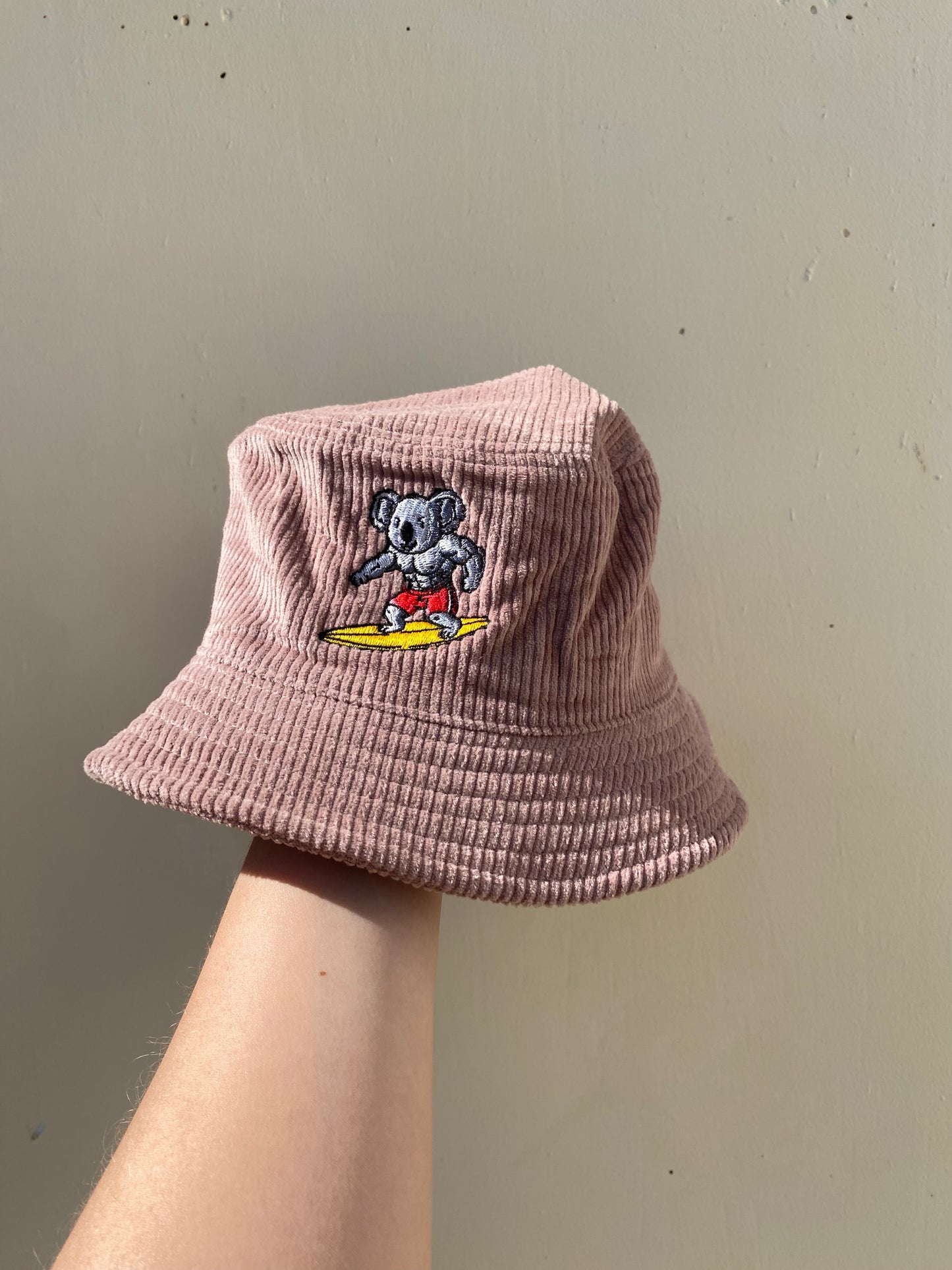 Surfing Koala Cord Bucket Hat