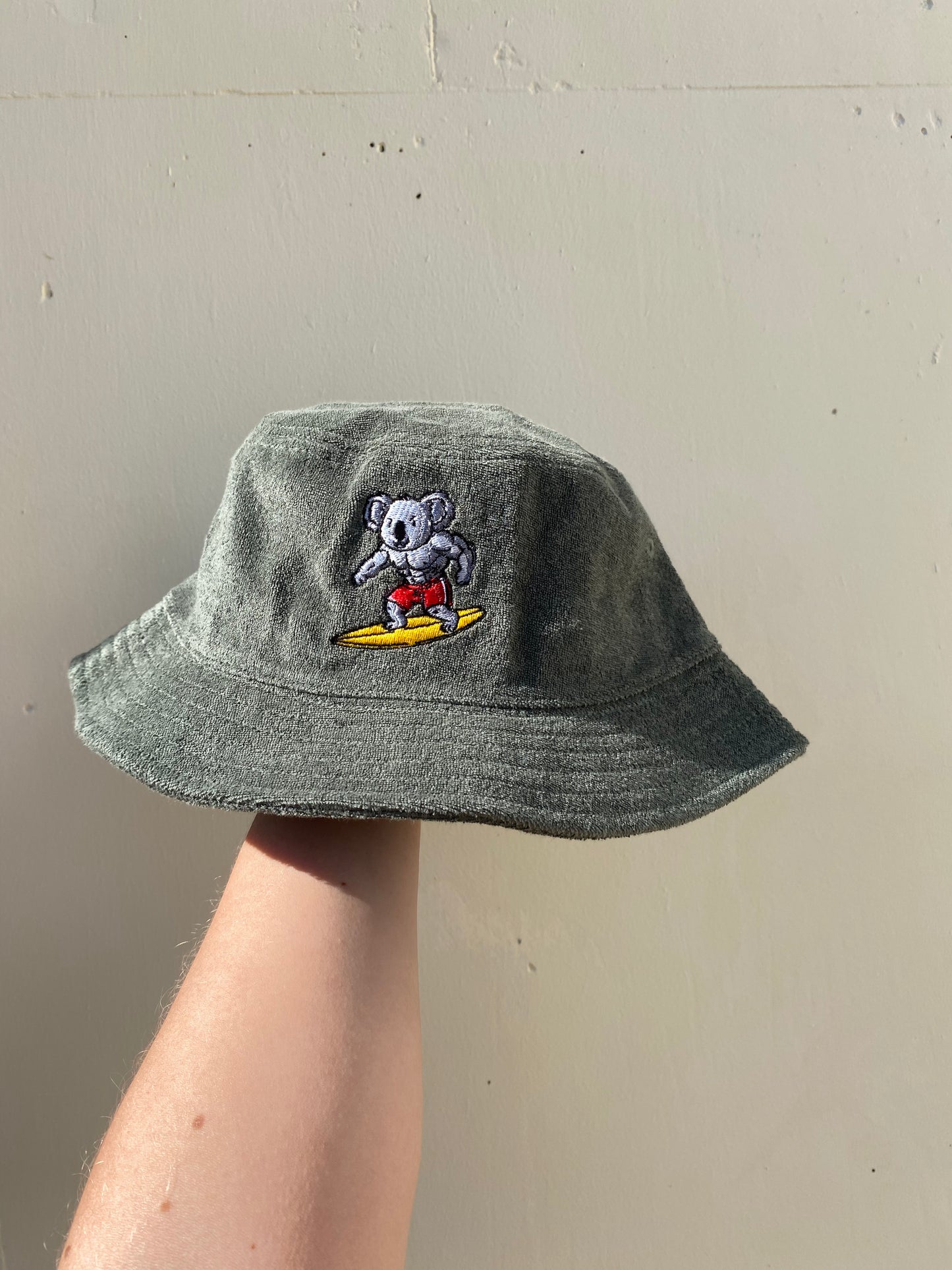 Surfing Koala Towelled Bucket Hat