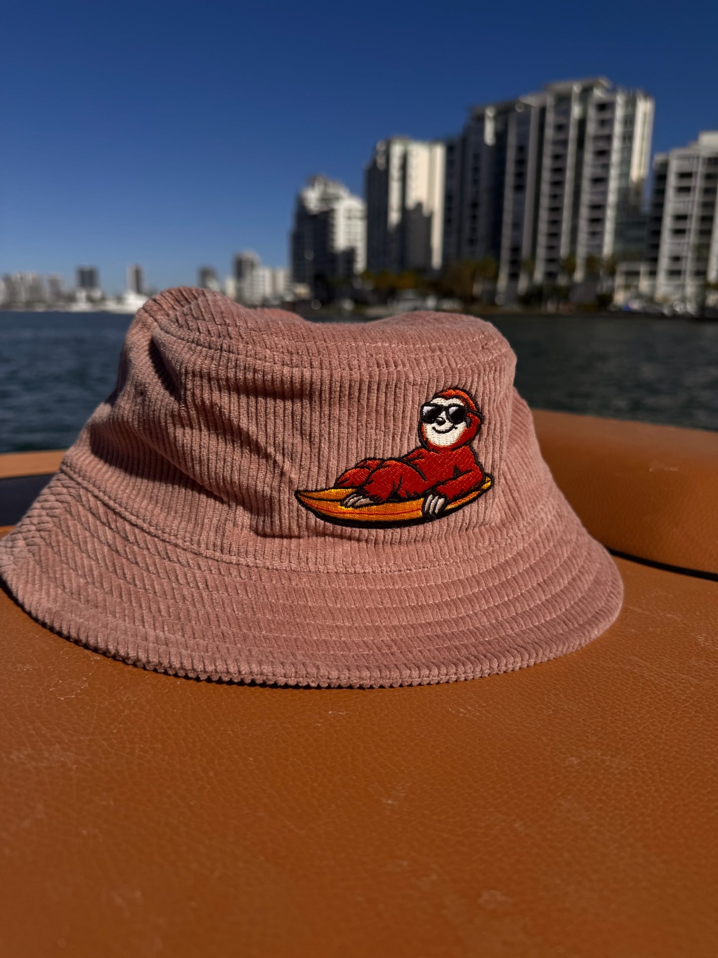 Liquid Playground Surfing Sloth Cord Bucket Hat