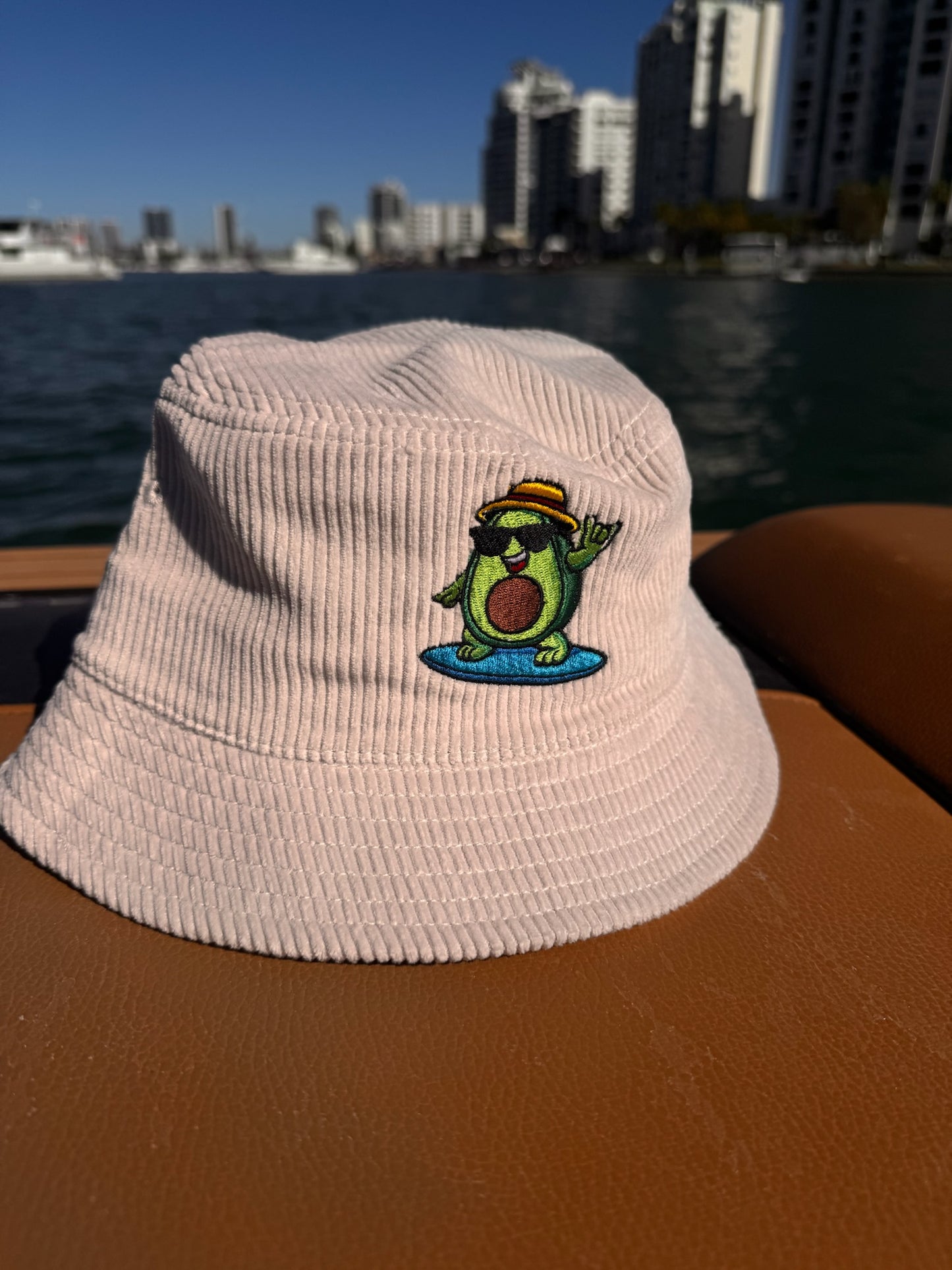 Liquid Playground Surfing Avocado Cord Bucket Hat