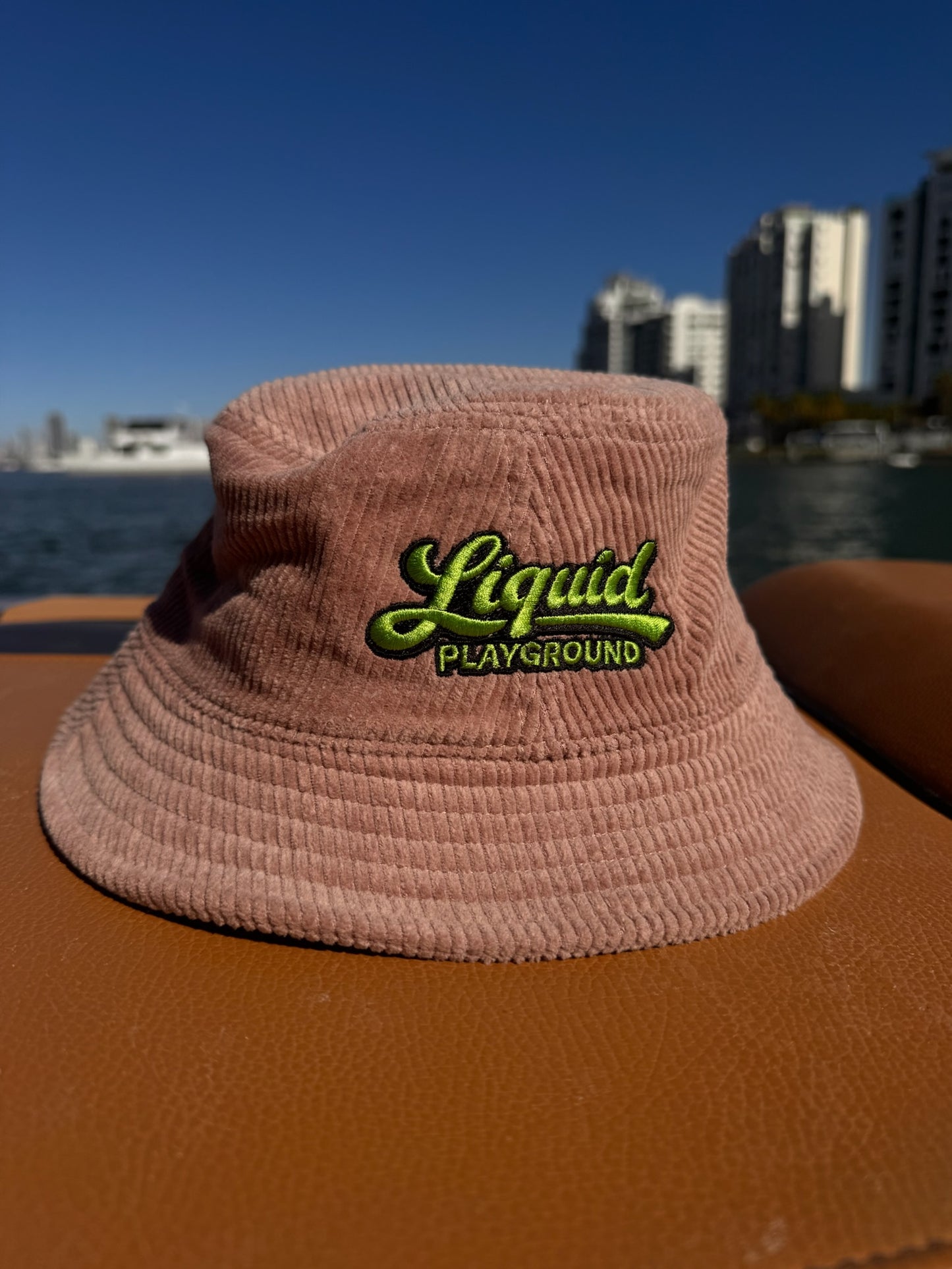 Liquid Playground Surfing Avocado Cord Bucket Hat