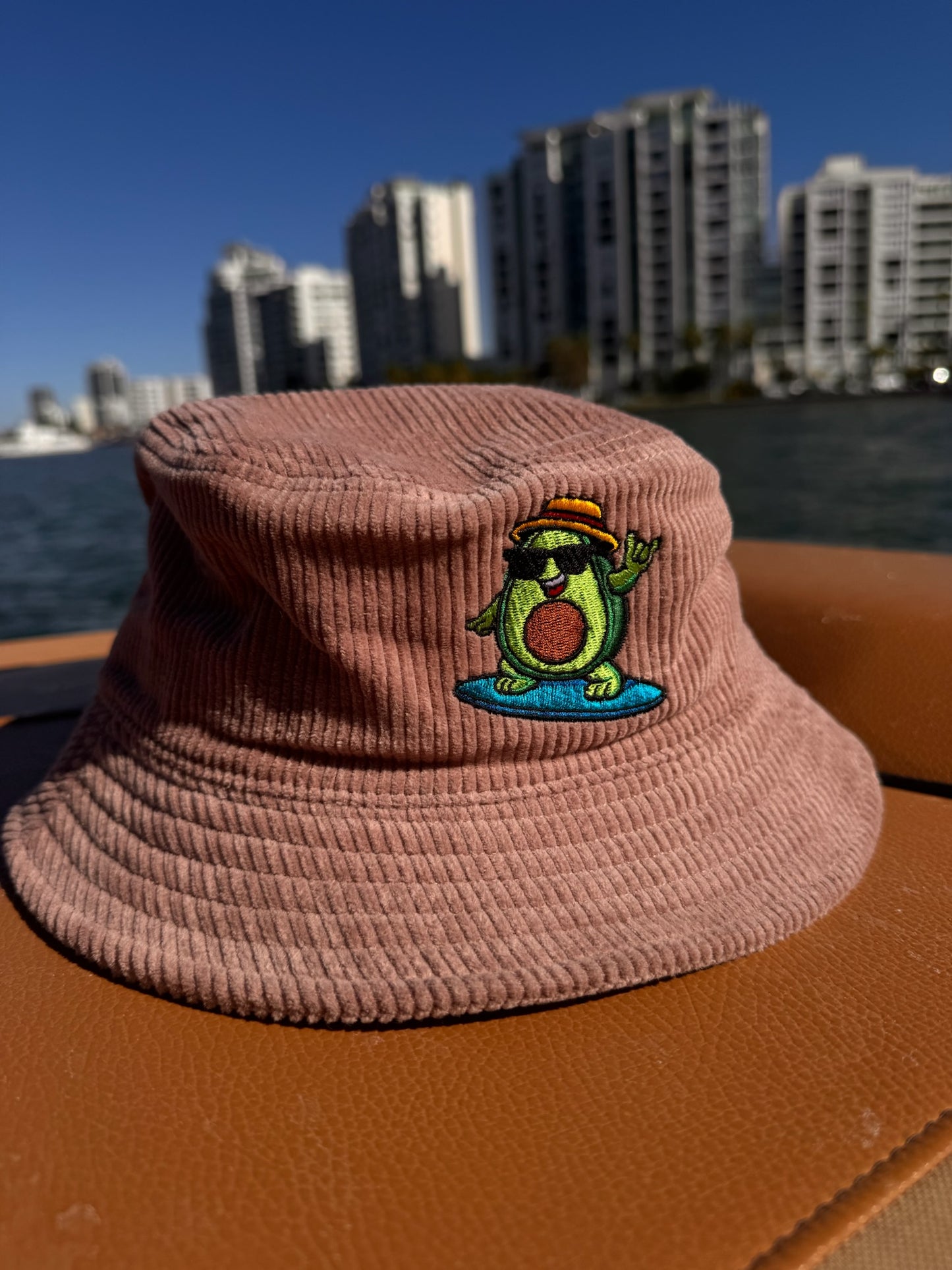 Liquid Playground Surfing Avocado Cord Bucket Hat