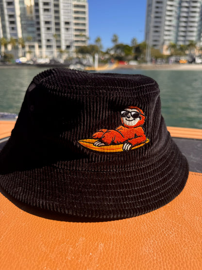 Liquid Playground Surfing Sloth Cord Bucket Hat