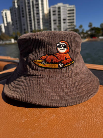 Liquid Playground Surfing Sloth Cord Bucket Hat