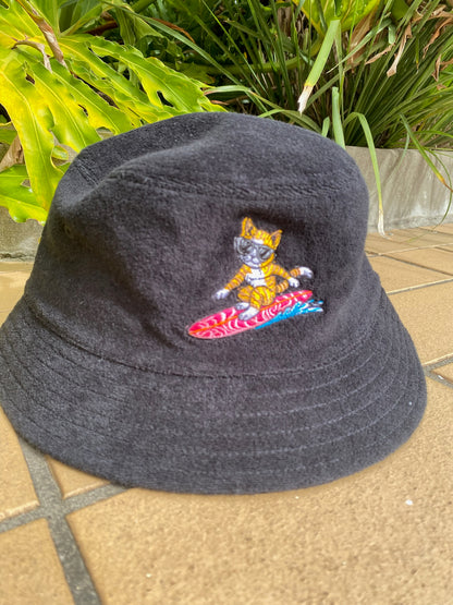 Liquid Playground Surfing Cat Towelled Bucket Hat