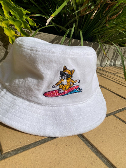 Liquid Playground Surfing Cat Towelled Bucket Hat