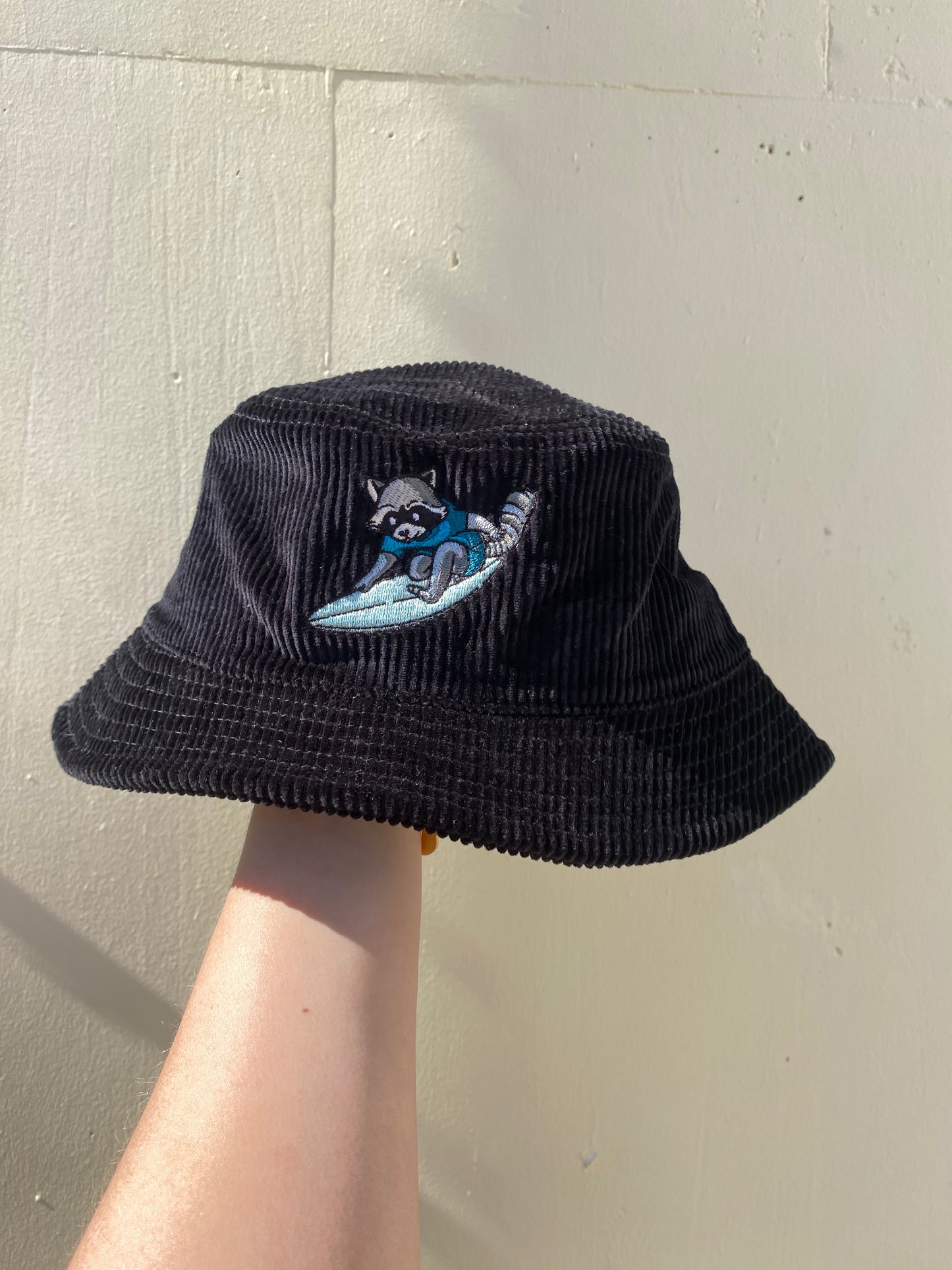 Surfing Raccoon Towelled Bucket Hat