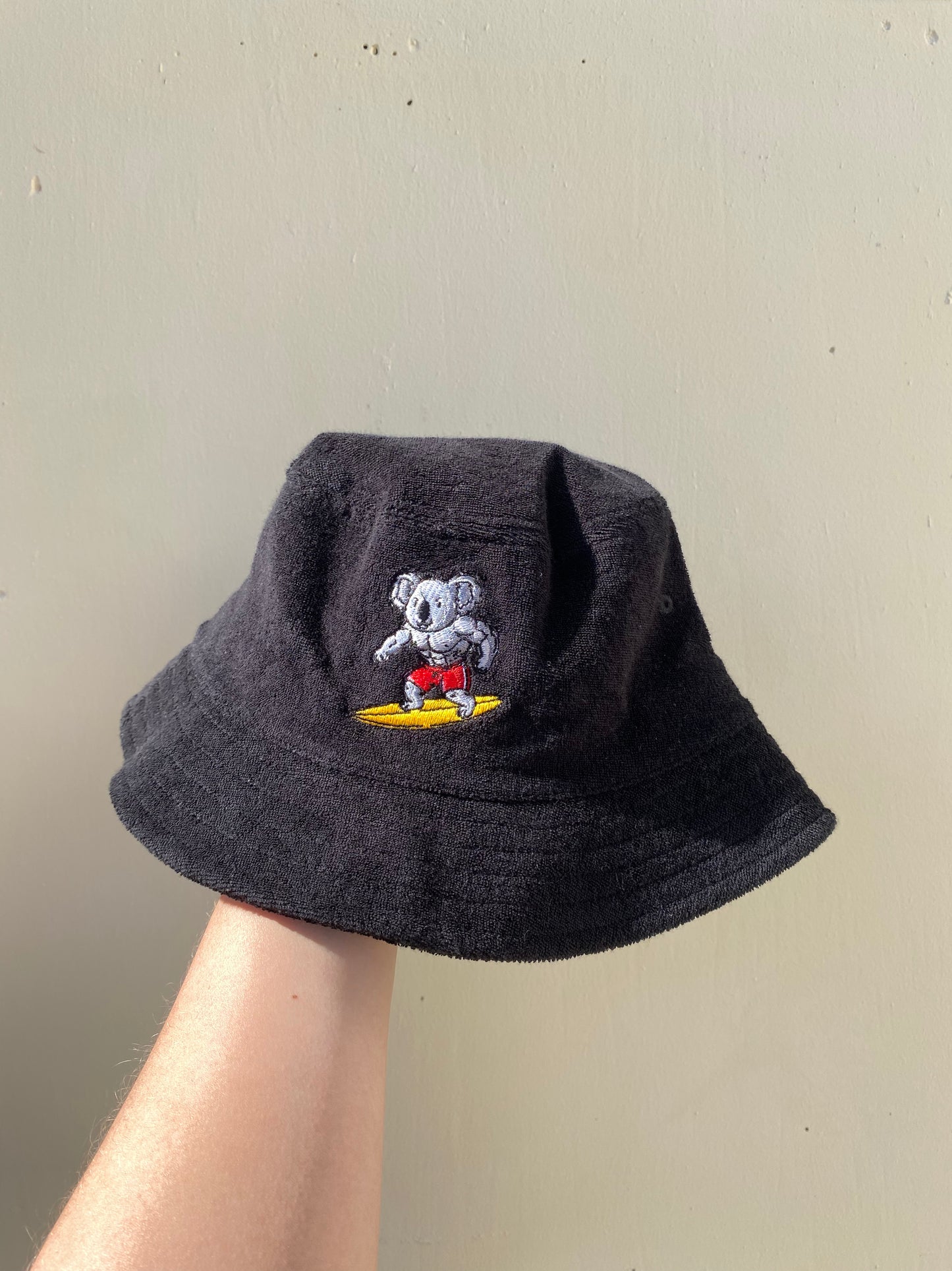 Surfing Koala Towelled Bucket Hat