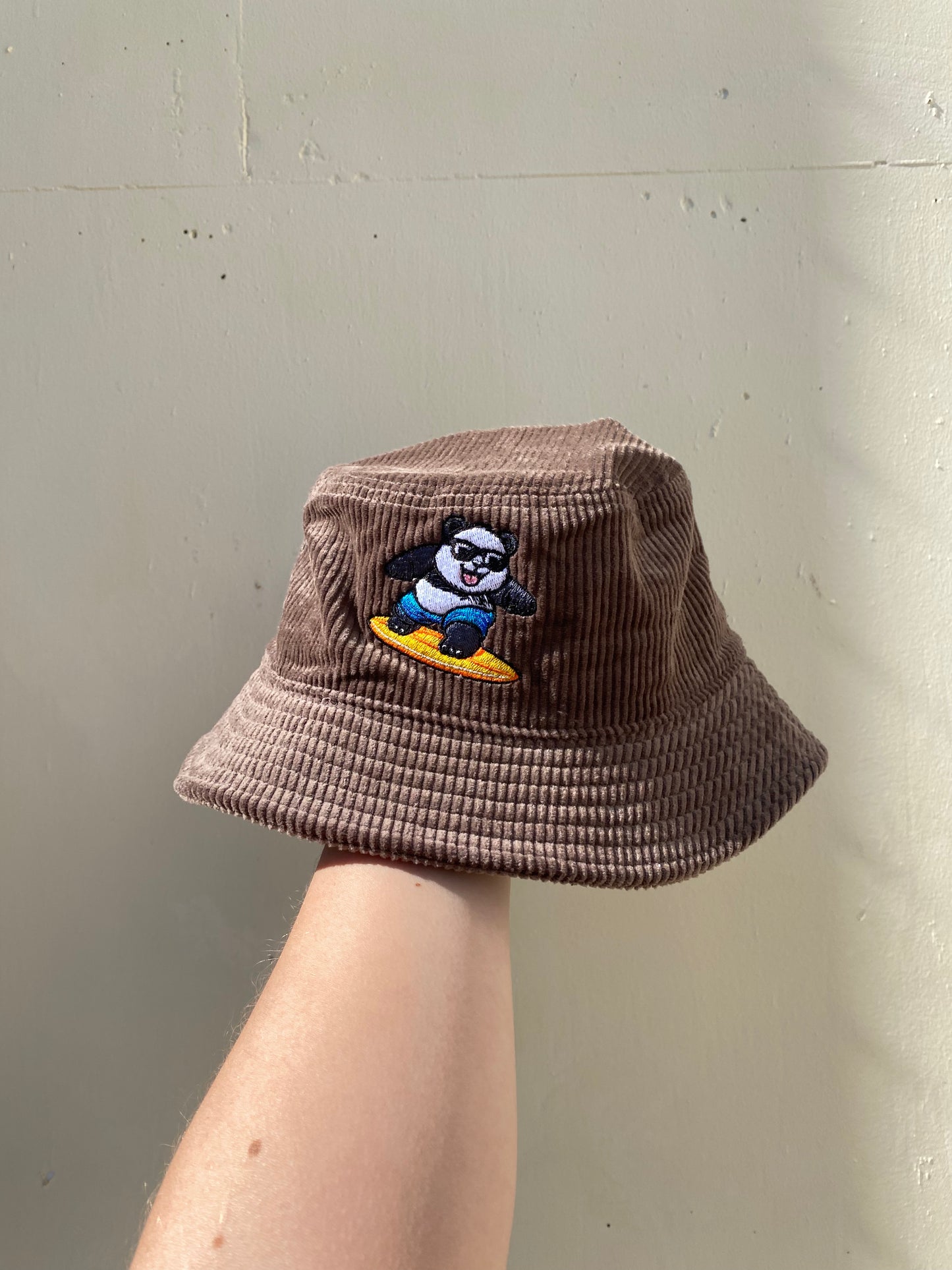 Surfing Panda Cord Bucket Hat