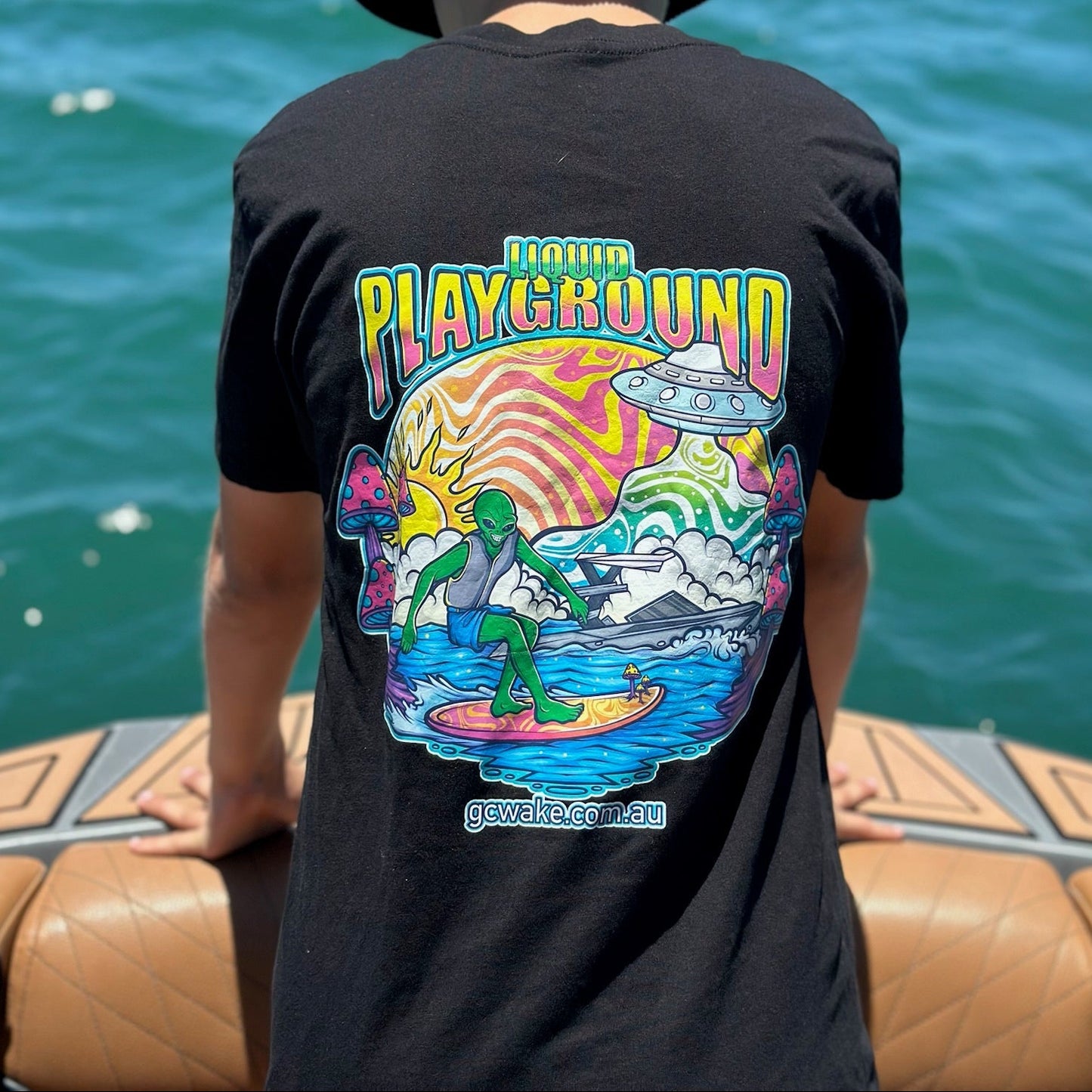 Liquid Playground Surfing Alien Tee – Water Lifestyle T-Shirt