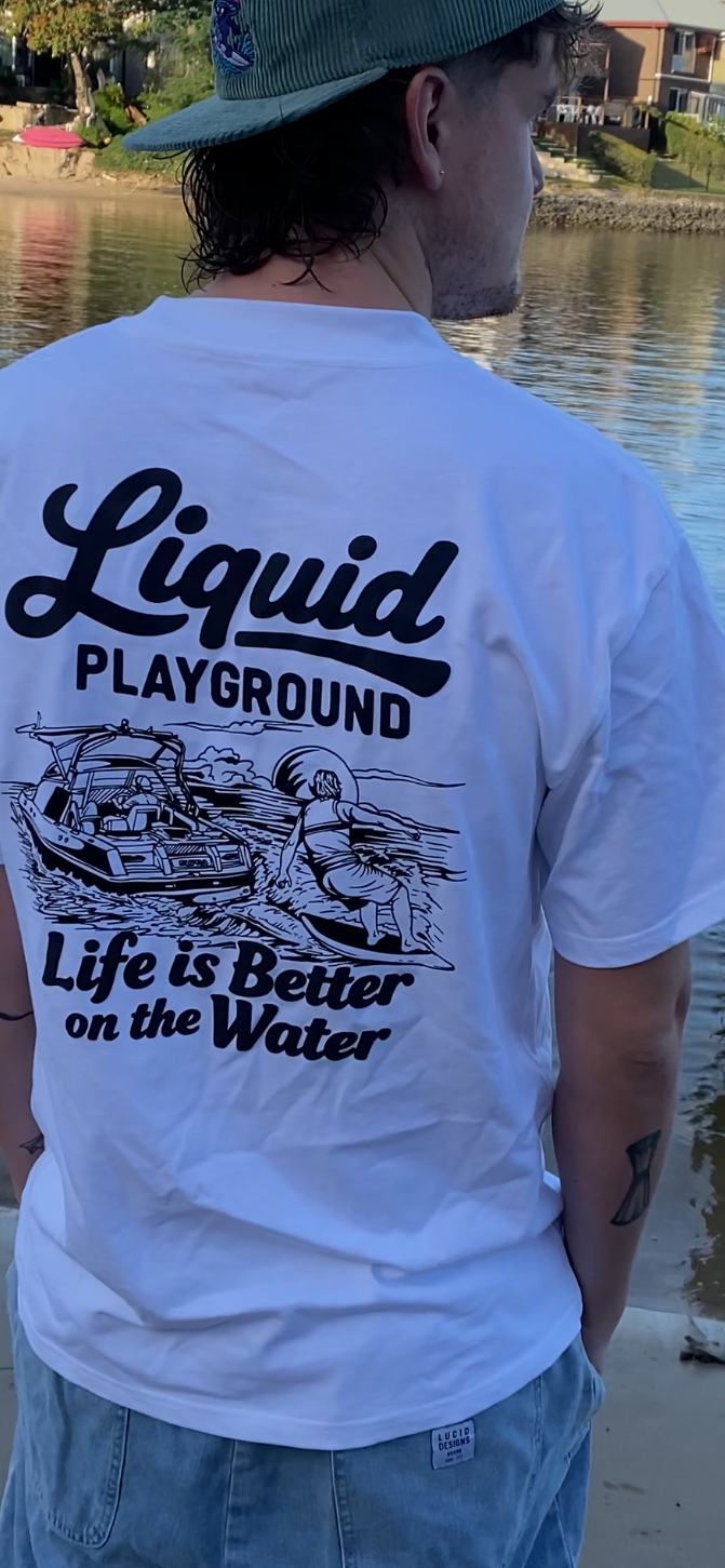 White Wakesurf Graphic Tee