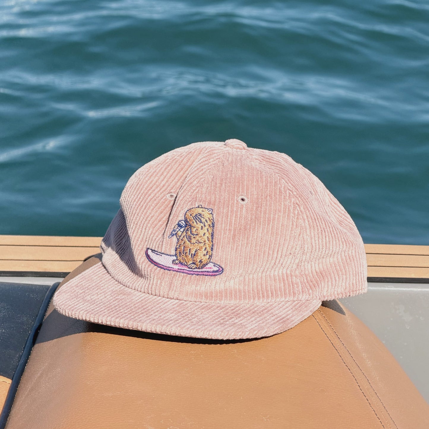 Liquid Playground Surfing Capybara Cord Cap – Adjustable Comfy Cap