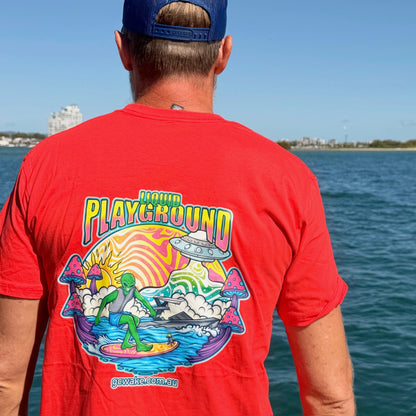 Liquid Playground Surfing Alien Tee – Water Lifestyle T-Shirt