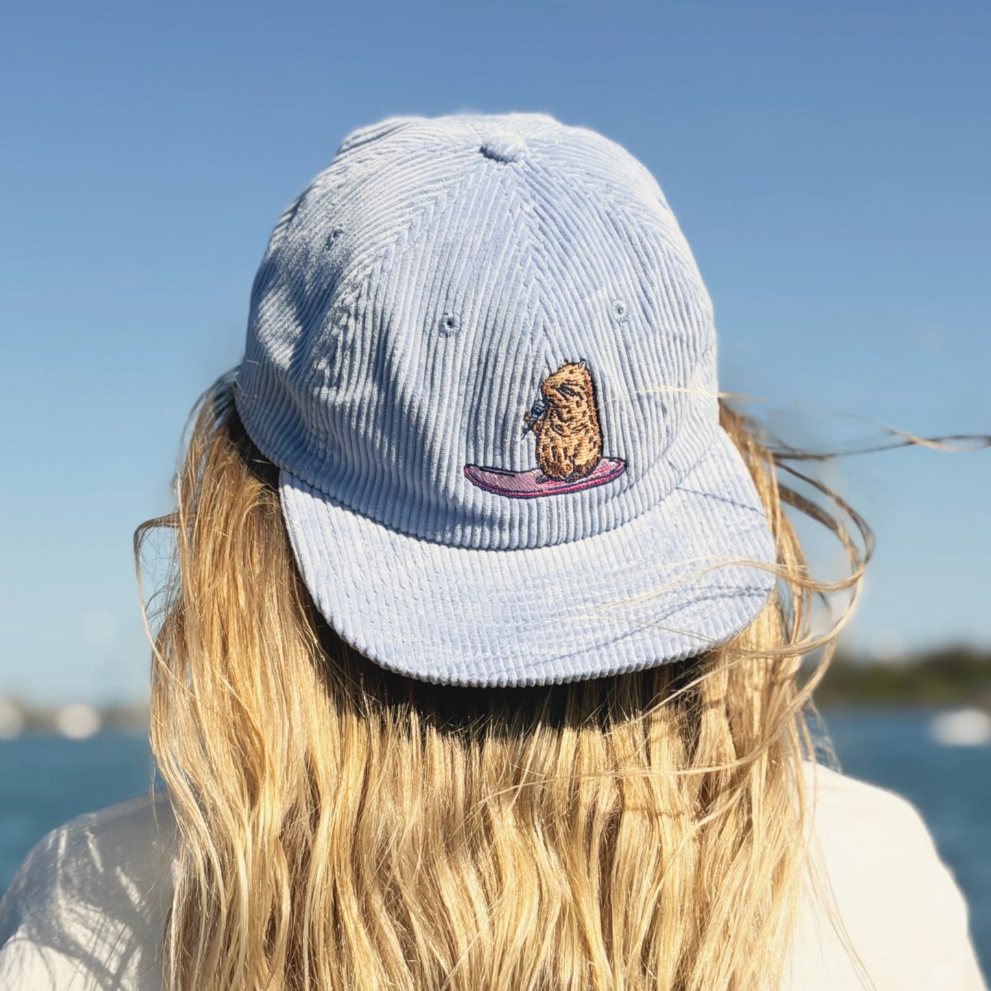 Liquid Playground Surfing Capybara Cord Cap – Adjustable Comfy Cap